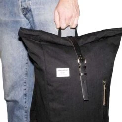 Sandqvist Dante Backpack Black With Black Leather -Herentassen Verkoop image 1546