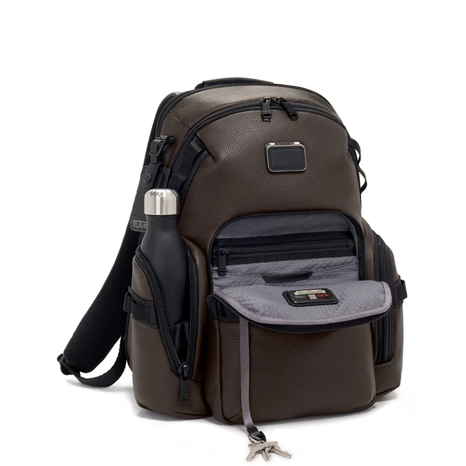Tumi Alpha Bravo Nathan Navigation Backpack Leather Dark Brown 6 Tumi Alpha Bravo Nathan Navigation Backpack Leather Dark Brown - Afbeelding 6